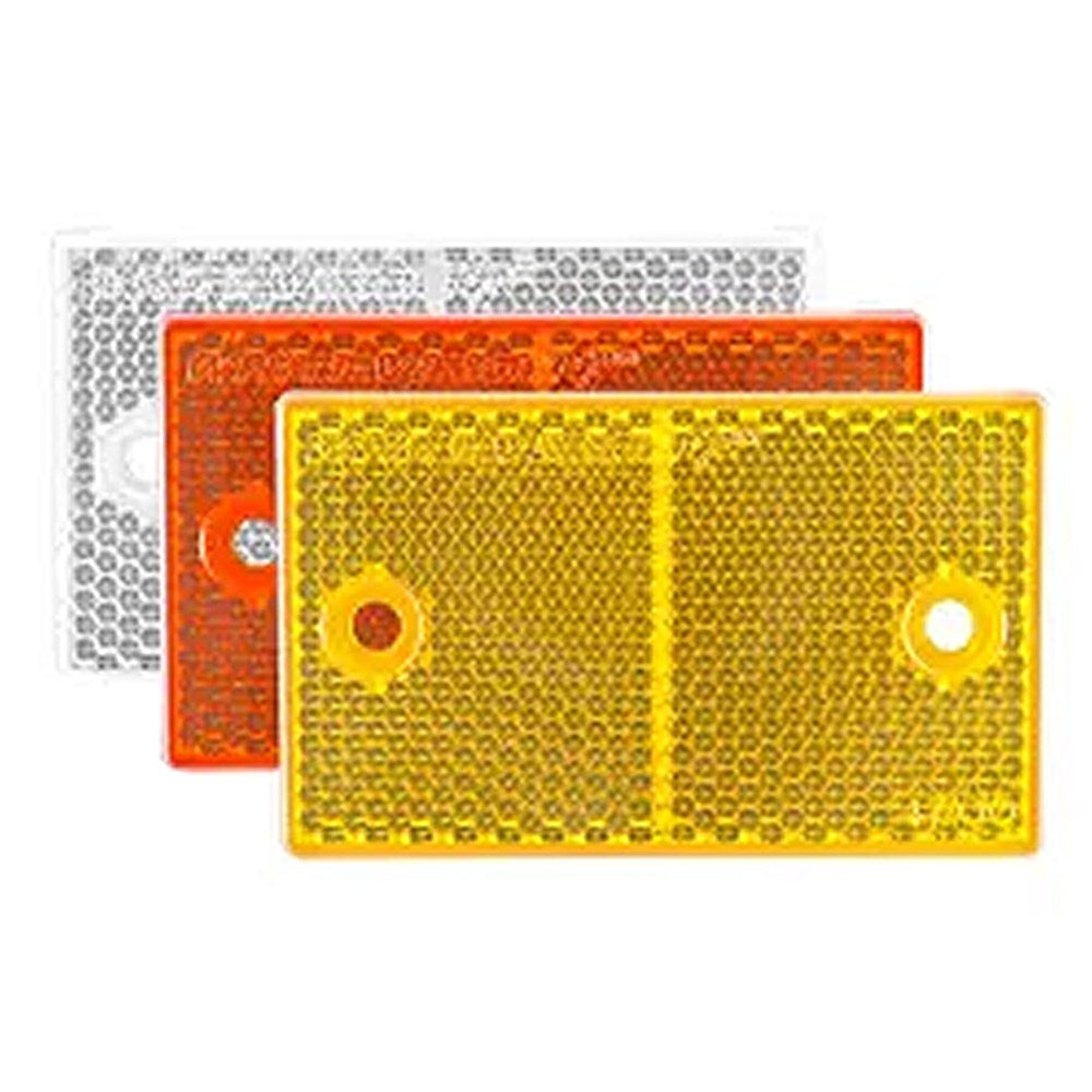 REFLECTOR AMBER 46 x 75mm SCREW ON WHITE BASE