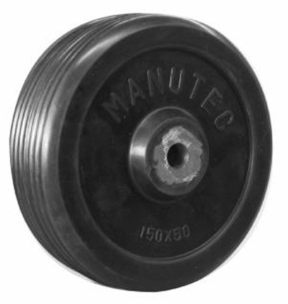 WHEEL SOLID RUBBER 150mm STEEL CENTRE