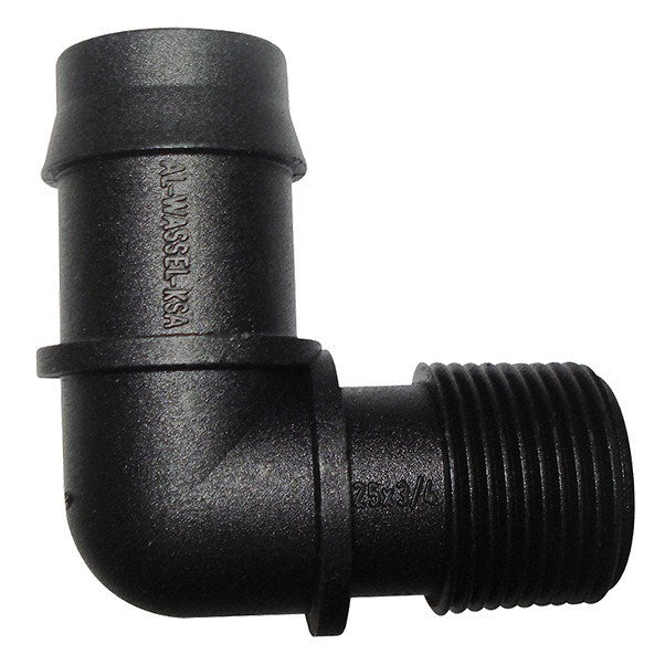 25mm BLACK POLY ELBOW x 3/4" BSPM