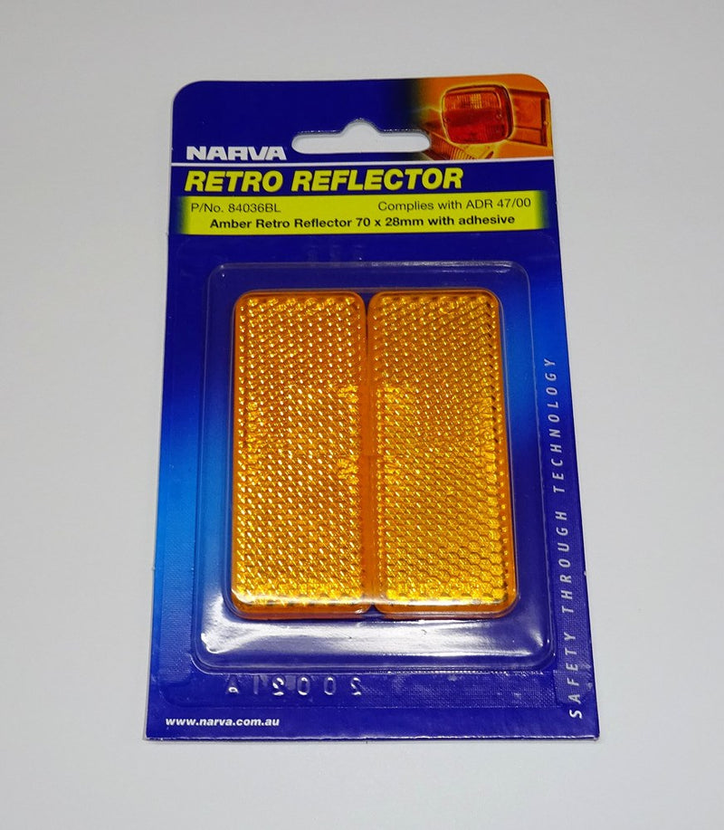 REFLECTOR AMBER 70 x 28mm NARVA STICK ON