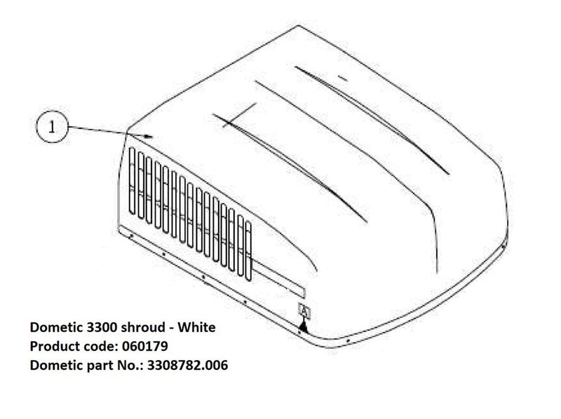 DOMETIC A/C B3300 OUTER SHROUD WHITE