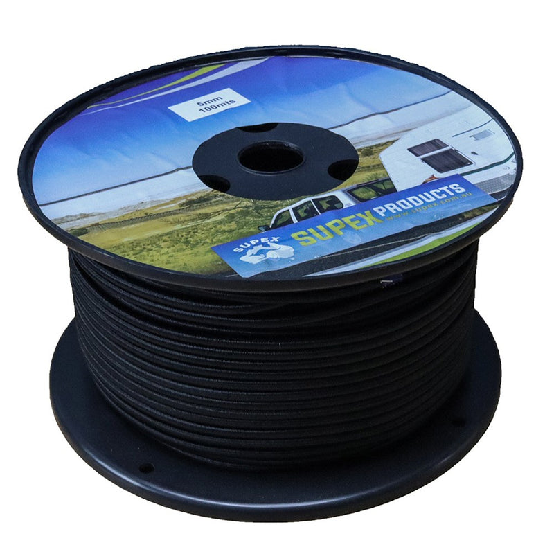 SHOCK CORD 5mm BLACK [BUNGEE CORD]