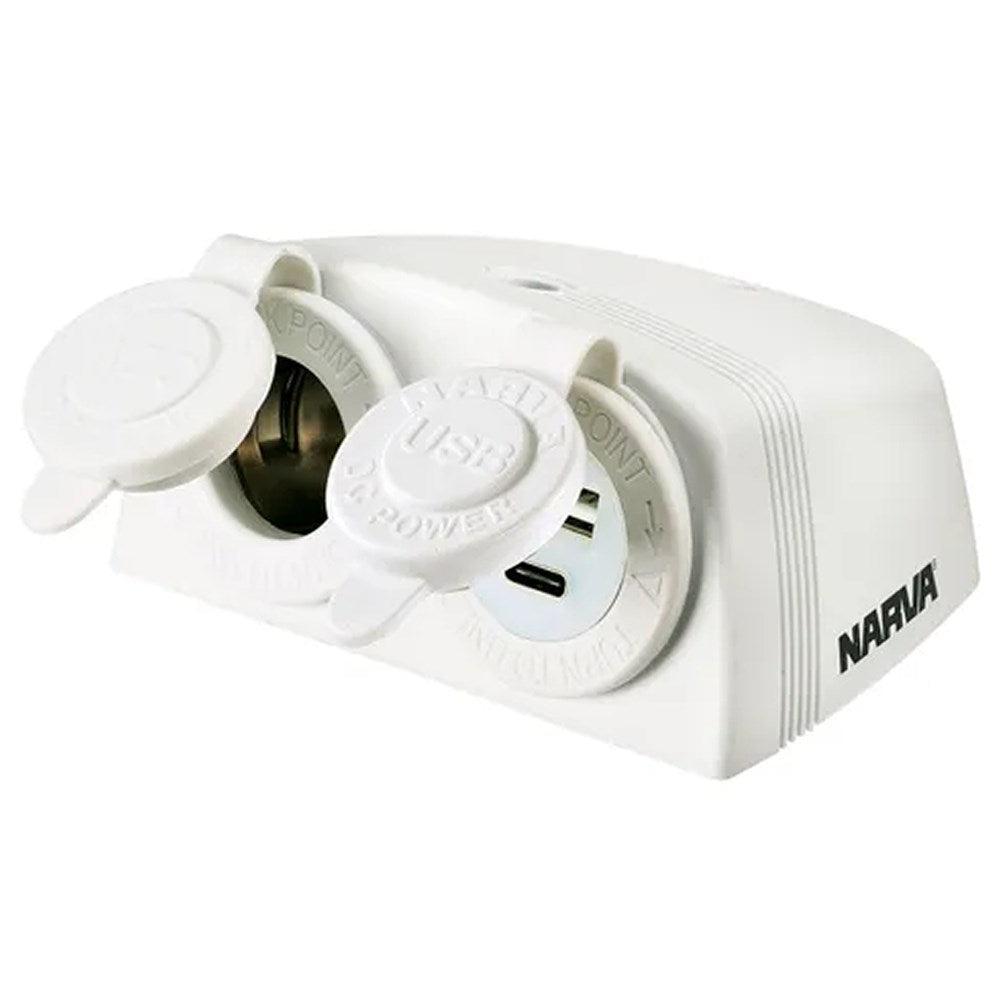 NARVA HEAVY DUTY TWIN ACCESSORY/USB/USB-C SOCKET WHITE