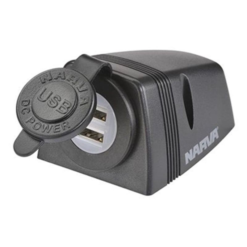 NARVA SURFACE MOUNT DUAL USB SOCKET 81154BL BLACK