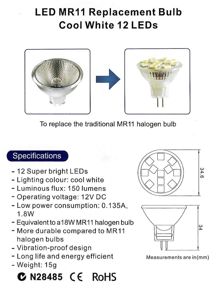 LED MR11 REPLACEMENT BULB COOL WHITE