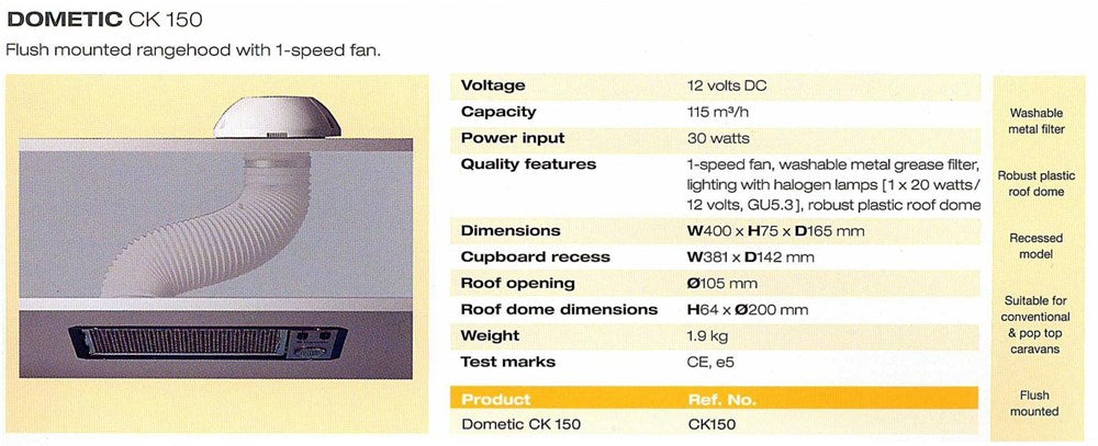 DOMETIC CK 150 [CK150] RANGEHOOD