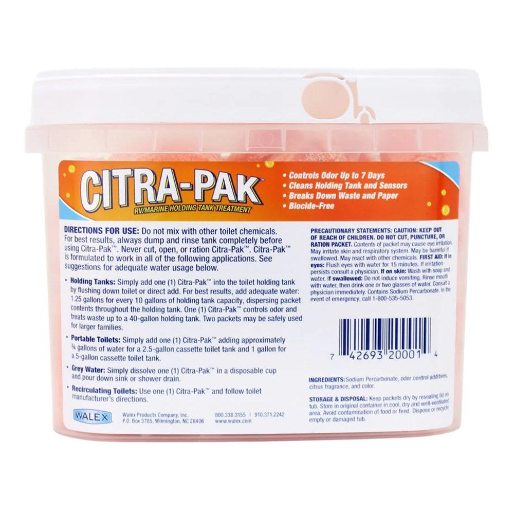CITRA-PAK  HOLDING TANK DEODORIZER 30x CITRUS SACHET TUB